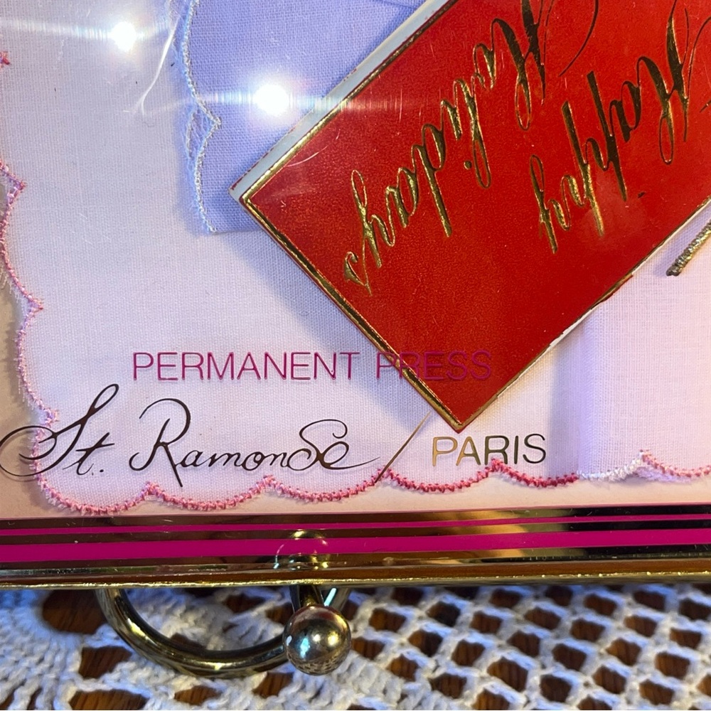 Vintage Boxed Set of 2 Fancy Embroidered Handkerchiefs St Ramonse Paris - Picture 3 of 6